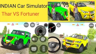 INDIAN Car Simulator game play video Thar VS Fortuner stunt mukabala thar stunt VS Fortuner stunt