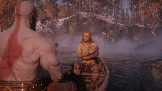 Kratos and Faye go for a boat ride with Baby Atreus in his dream - God of War Ragnarok