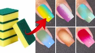 Top 8 Easy Nail designs using kitchen sponge 🧽 || Nailart at Home || ombre Nailart || Tejasvini