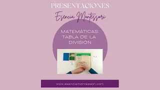 MATEMÁTICAS MONTESSORI: TABLA DE LA DIVISIÓN