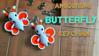 Amigurumi  Butterfly keychain / bagcharm l crochet Butterfly keychain tutorial easy pattern