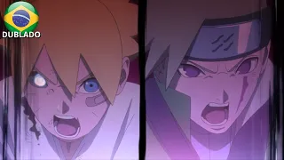 Boruto vs Shizuma e Sarada vs Buntan - Boruto ativa Doujutsu Jogan em Batalha | Boruto Dublado