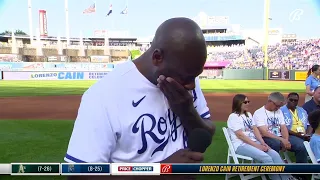 Lorenzo Cain gives emotional speech at retirement ceremony in Kansas City