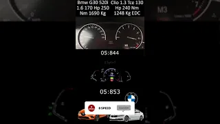 Renault Clio 5 1.3 TCe 130 Ps VS Bmw 5 Series 520i G30 170 Hp 0-100 acceleration battle inceleme