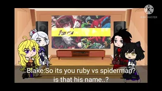 [Team rwby reacts to ruby rose vs spiderman] [Gacha club reaction video]