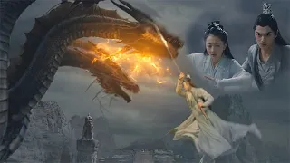 Qing Mu calls out too cang shen gun against three dragons, to protect Houchi injured!