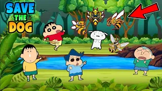 Shinchan saving shiro from killer bees 😱🔥 | Shinchan playing draw and save the doge 🐶 | funny game
