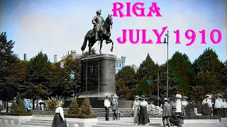 Riga - July 1910. In Color, FHD. Рига-июль 1910. В цвете. Re-edited, Enhaced Colored Music added #AI