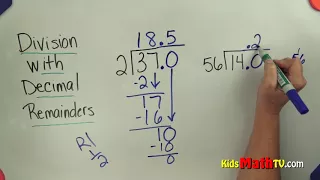 Learn division of numbers with decimal remainders