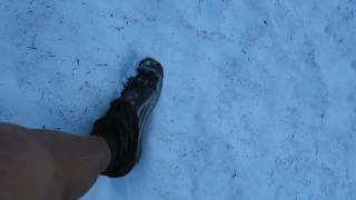 Kicking steps into hard & steep snowfields