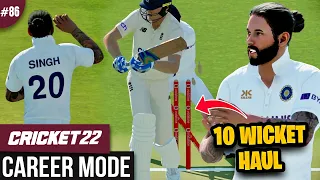 BOWLING MASTERCLASS + 10 WICKET HAUL ❓Cricket 22 Career Mode in Hindi • SinghGamingWorld #86