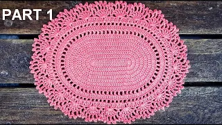 Romantic Oval Doily Placemat Crochet Tutorial Part 1 Round 1 - 6