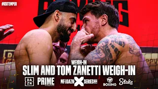 "HE'S INTIMIDATED!" - Slim and Tom Zanetti face off at KSI vs Temper weigh-in | Misfits Boxing