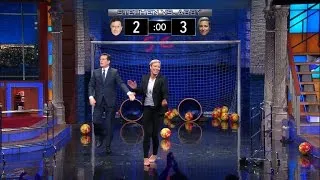 Stephen Challenges Abby Wambach To A Kick-Off