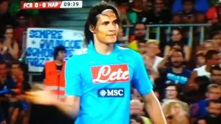 Gol annullato in rovesciata Cavani Barcellona Napoli