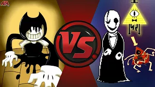 Bendy vs. WD gaster and Bill Cipher cartoon Fight Club bonus 19 + 20 reaction