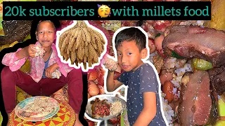 NAGA traditional millet food🍲20k🥳subs celebratingDinner//Naga northeast family #khiamniungan