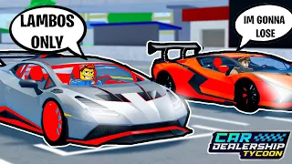 First ALL LAMBORGHINI Race In Car Dealership Tycoon 2024! (BLUE VS. PINK TEAM)
