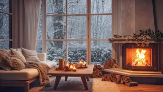 Enchanted Winter Fireside Ambiance - Cozy Room Atmosphere by the Fire