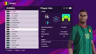 PES 2020 - Guinea Face & Player Ratings | Realistic Face Mods