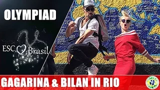 Polina Gagarina tries to Sambar while Bilan have fun in Rio.