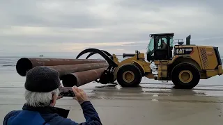 Sand replenishment operation, Solana and Cardiff Beaches, north San Diego County