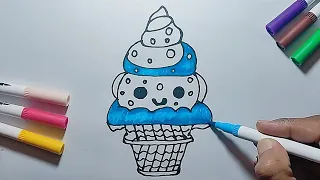 How to draw Ice Cream easy🍦| Step by step tutorial for kids and toddlers