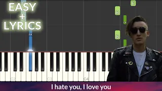 gnash - i hate u, i love u ft. olivia o'brien EASY Piano Tutorial + Lyrics