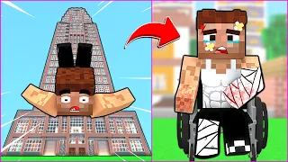 ALI FALLED FROM A HEIGHT AND GOT ​​INJURED! 😱 - Minecraft