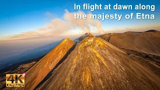 In flight at dawn along the majesty of Etna