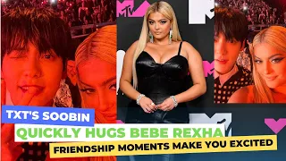 TXT's Soobin quickly hugs Bebe Rexha at the 2023 MTV VMAs