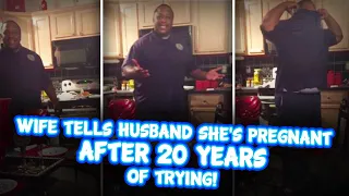 Wife tells husband she's pregnant after 20 YEARS of trying...