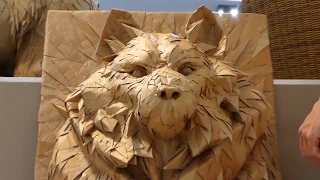 Making Of Wolf Cardboard Sculpture by Olivier Bertrand