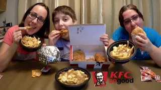 KFC Chicken, Poutine And Sandwiches | Gay Family Mukbang (먹방) - Eating Show