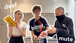 DEAF, BLIND & MUTE CHALLENGE WITH FAMILY (We broke the fridge...)