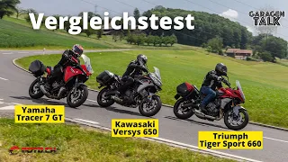 Yamaha Tracer 7 GT vs. Triumph Tiger Sport 660 vs. Kawasaki Versys 650 - günstig, aber auch gut?