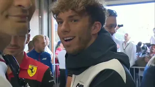 Drivers chatting before the driver's parade at the #belgiangp #spafrancorchamps #f1