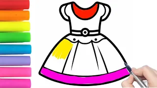 How to draw a cute Disney dress 👗 painting, coloring and drawing dress for toddlers