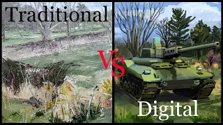 Painting Traditional vs. Digital Landscape: 2 Artists, 2 Hours