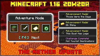 Minecraft 1.16 - Snapshot 20w20a - New Advancements & Change Gamemode Menu!