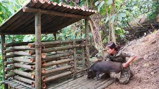 make a pig cage out of bamboo, Build a survival farm, survival alone