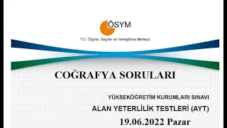 19.06.2022 | ÖSYM AYT COĞRAFYA SORULARI ve CEVAPLARI