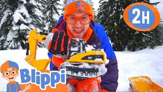 Blippi Plays with Snow with Excavators and Trucks! | 2 HOURS OF BLIPPI TOYS! | Educational Videos