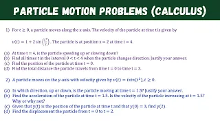 Particle motion problems - Calculus