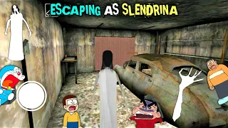 Slendrina Banke Kiya Car Escape | Escaping As Slendrina In Granny's Old House With Shinchan & Nobita