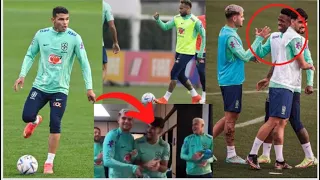 Neymar, Gabriel Jesus, Thiago Silva, & Raphinha Having Fun in Brazil Training Qatar 2022 World Cup