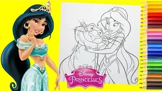 Coloring Disney Princess Jasmine and Rajah - Coloring Pages for kids