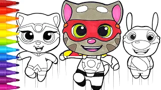 Talking Tom Heroes - Tom, Angela and Hank Drawing and Coloring Pages | Tim Tim TV