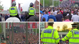 Tottenham v Man United fans face off outside Wembley Stadium