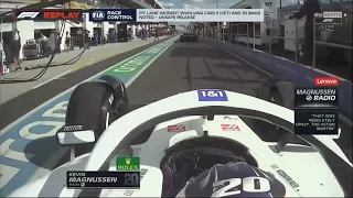 Kevin Magnussen onboard incident in pit-lane with Sebastian Vettel Canadian GP 2022 FP2